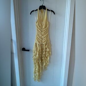 NWT BCBG Max Azria Halter Yellow Ruffled Dress